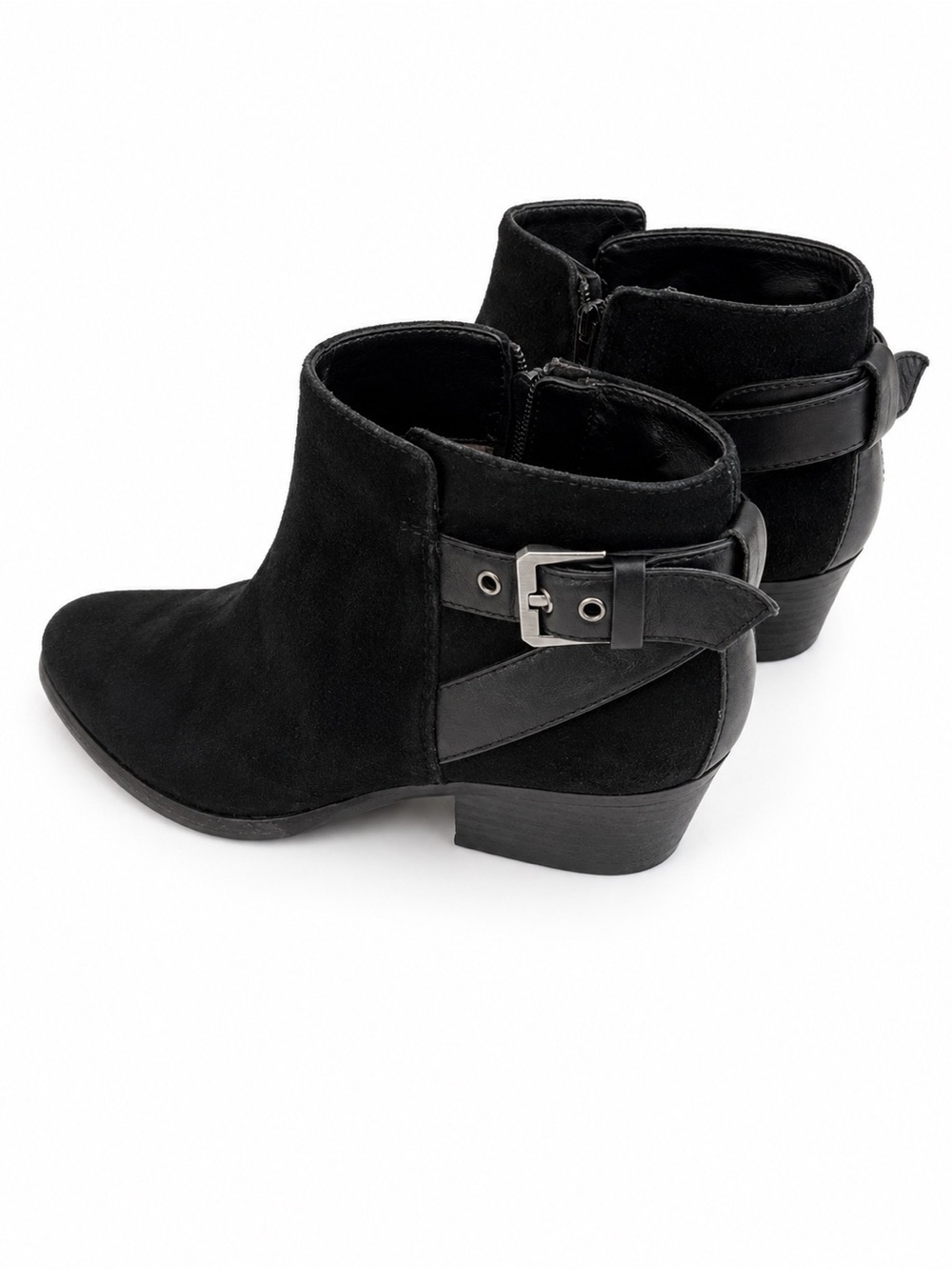 Aquatalia Black Suede Ankle Booties with Buckle Strap CT